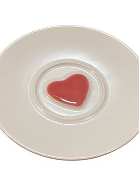 Starbucks White Saucer with Coral Pink Heart Accent